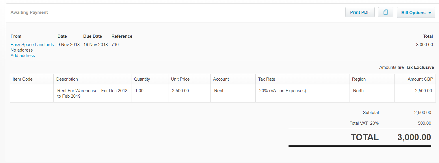 Xero Invoice